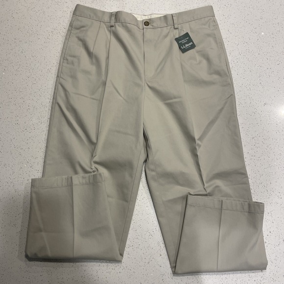 L.L. Bean Other - LL Bean Pleated Pant Chino Natural Fit Men 38/30 ID212336 Beige Khakis NWT